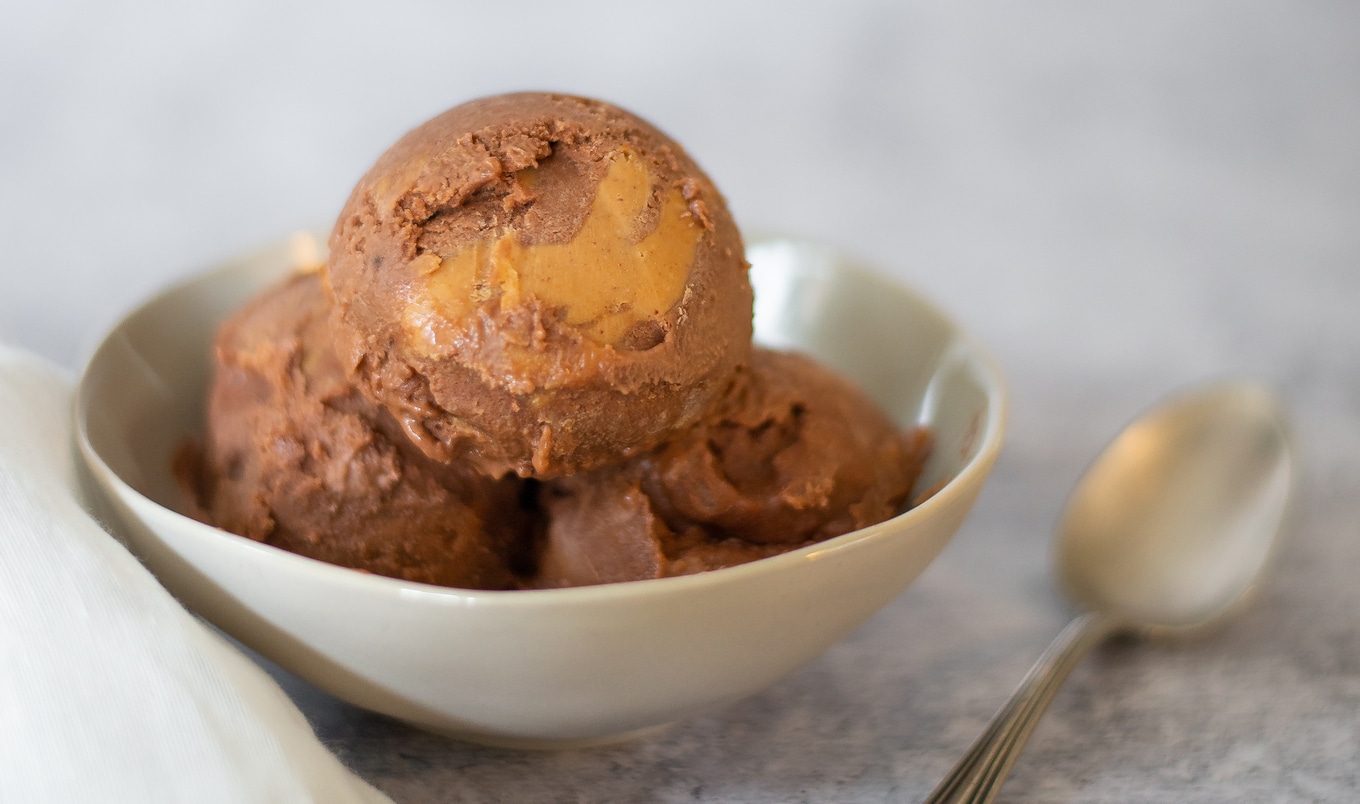 Chocolate Peanut Butter Swirl Banana Ice Cream (Just 4 Ingredients!)