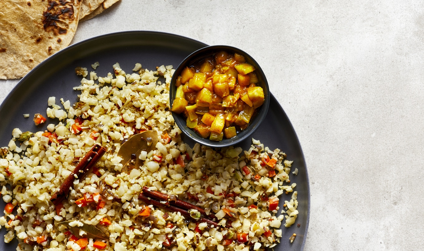 Cauliflower Rice Biryani With Homemade Mango Chutney