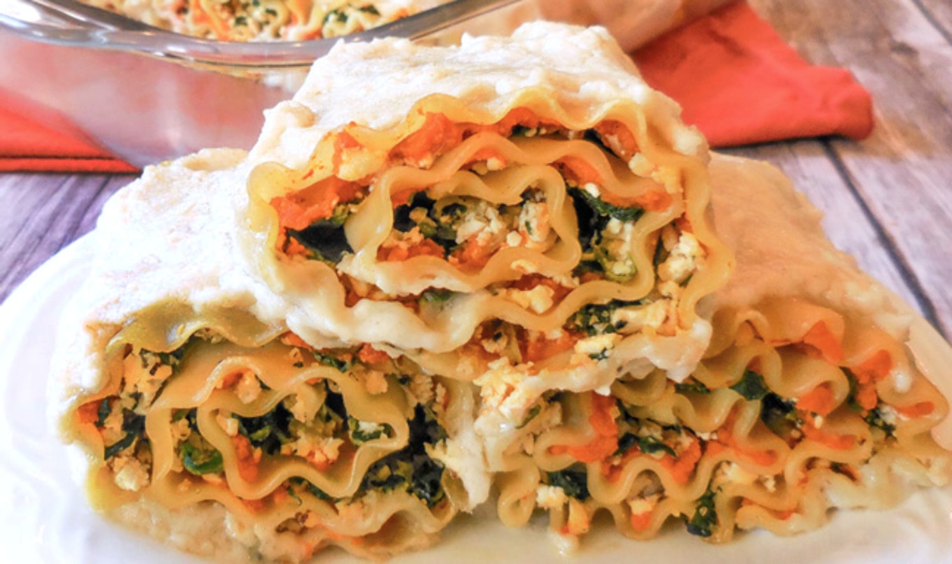 Vegan Pumpkin Ricotta Lasagna Rollups With Homemade Béchamel
