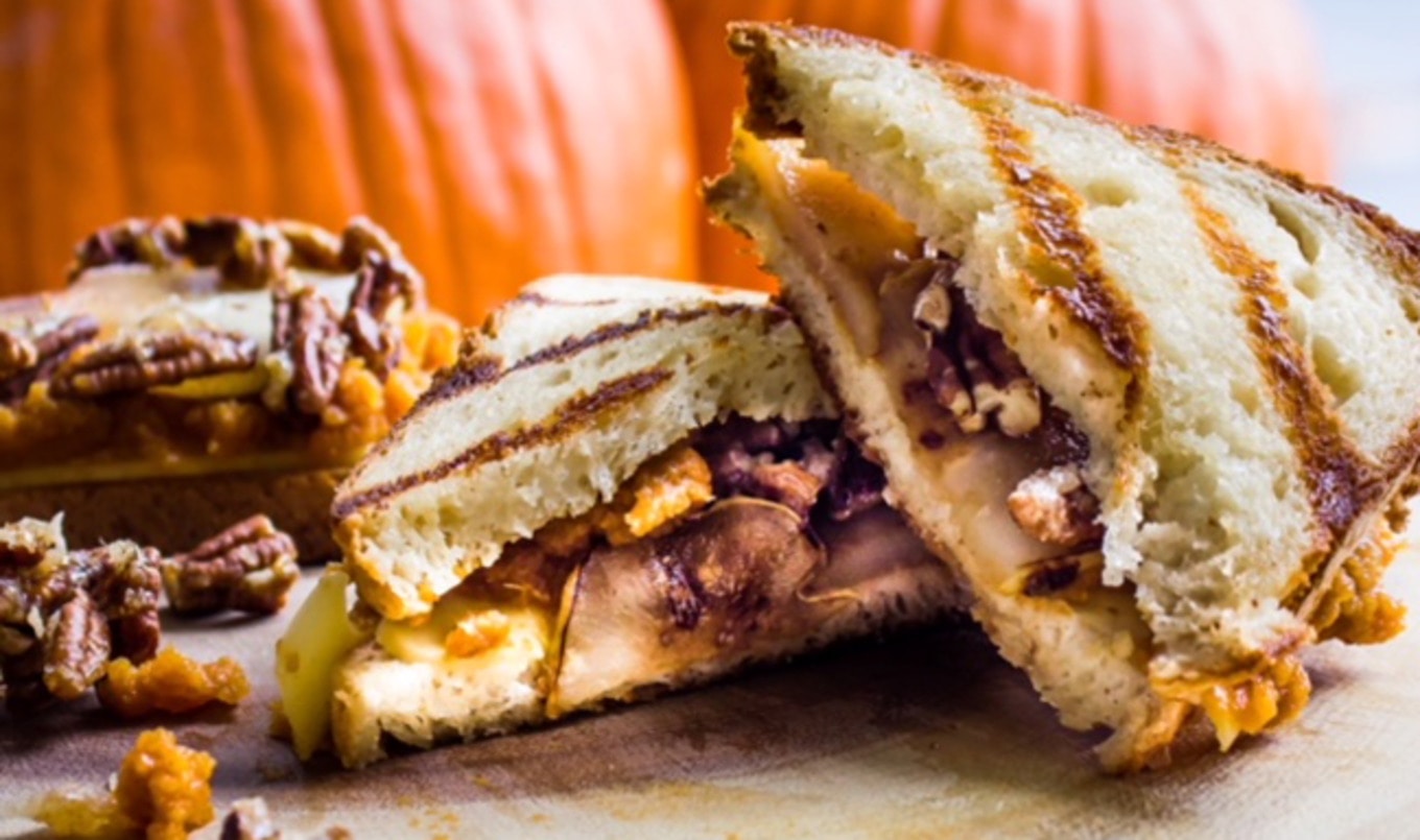 Dairy-Free Grilled Cheese With Pumpkin, Pear, and Candied Pecans