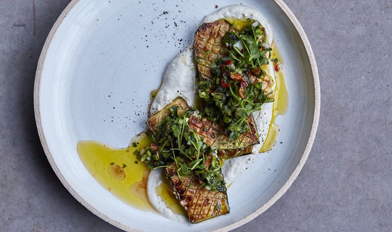 Sizzling Zucchini With Creamy Vegan Tzatziki and Chimichurri