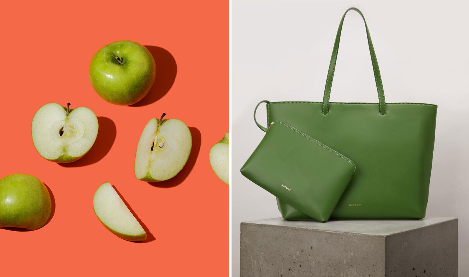 Matt + Nat Makes Vegan Leather Handbags From Apple Waste for the First Time