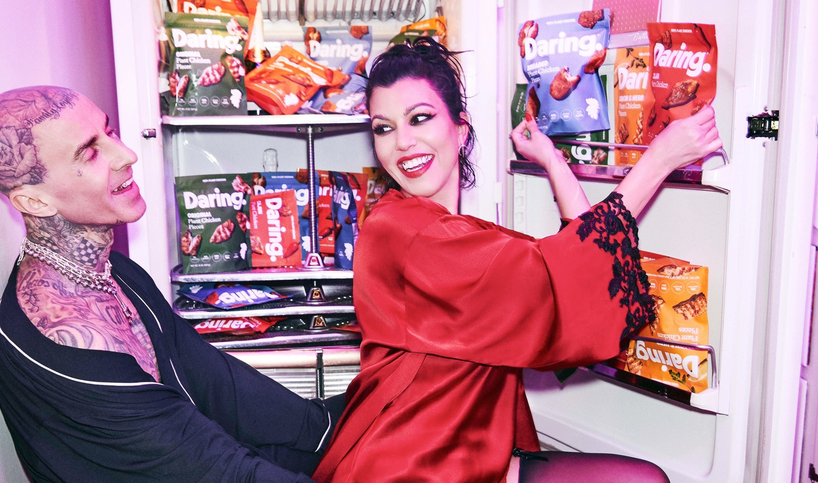 Kourtney Kardashian and Travis Barker Can't Keep Their Hands Off Vegan Chicken (or Each Other)
