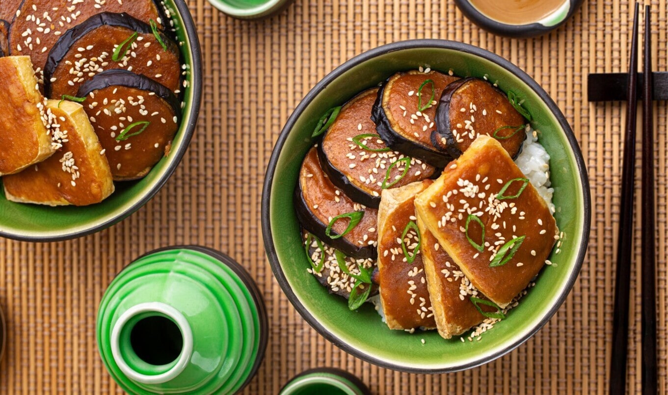 Miso-Glazed Eggplant Dengaku Donburi