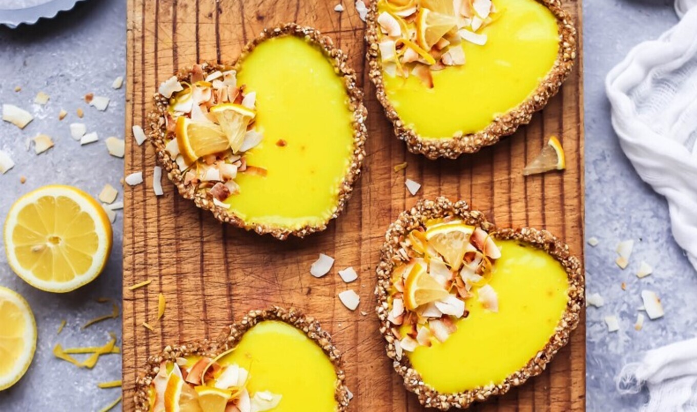 Cheery Healthy Lemon Curd Coconut Tarts