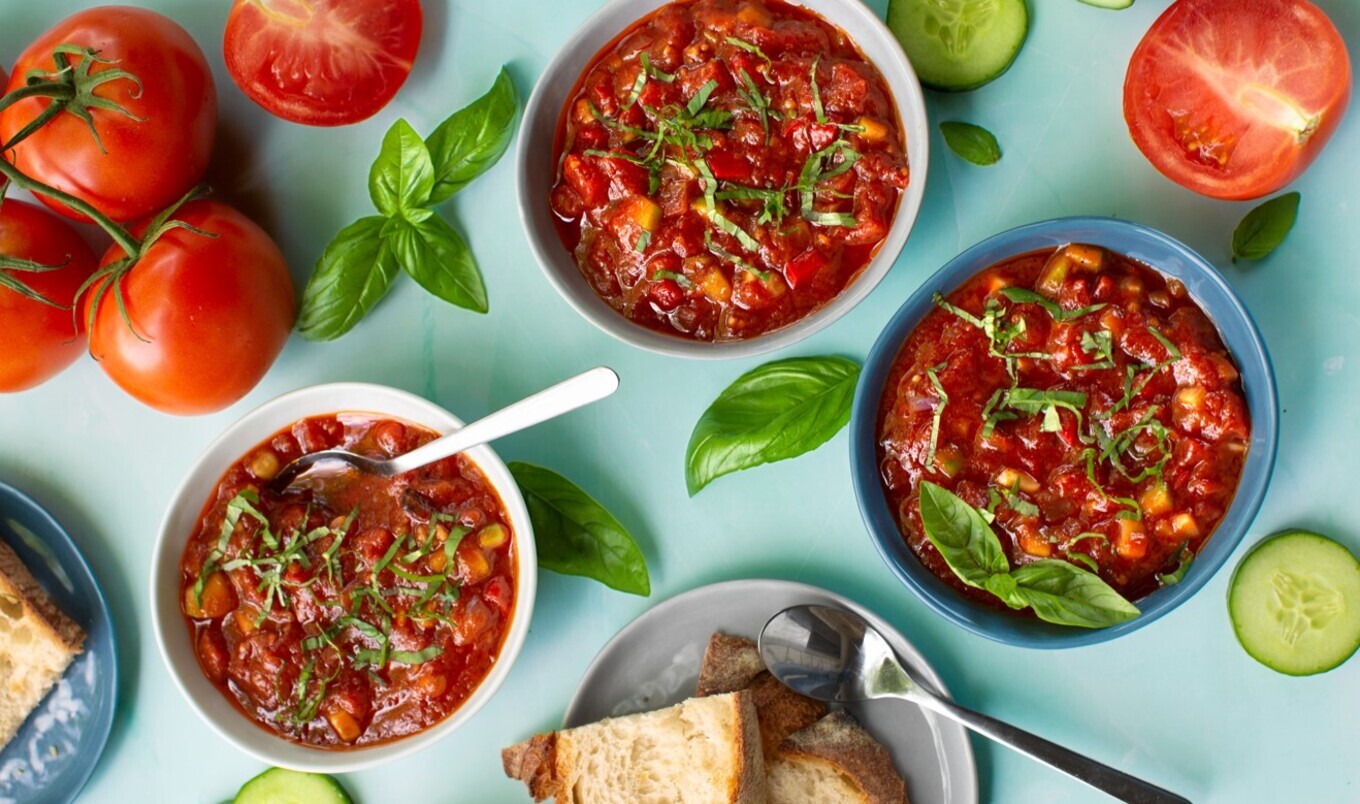 Herby Roasted Tomato Gazpacho
